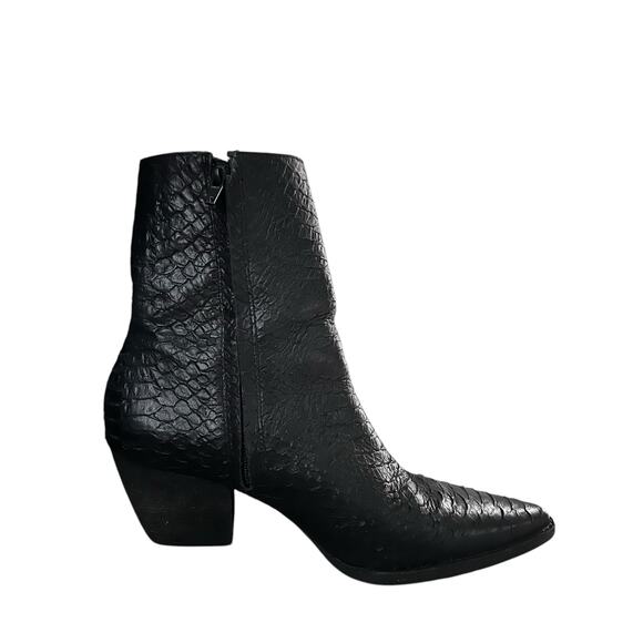 Matisse Womens Leather Western Boho Snakeskin Caty Black Ankle Boots Size 9.5 - Picture 7 of 10